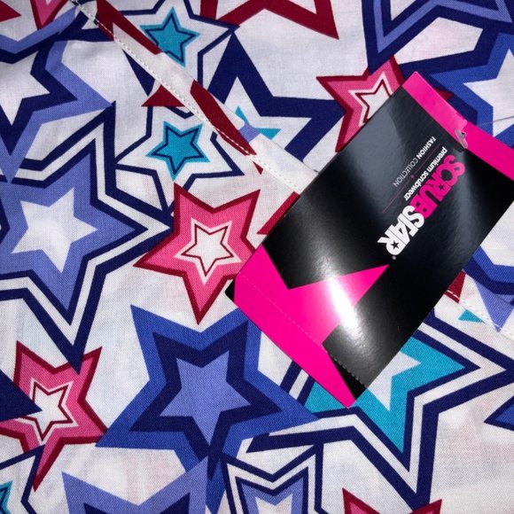 Scrubstar Women Fashion Collection V-Neck Mock Wrap Scrub Top Stars Small w/Tags - Picture 4 of 10